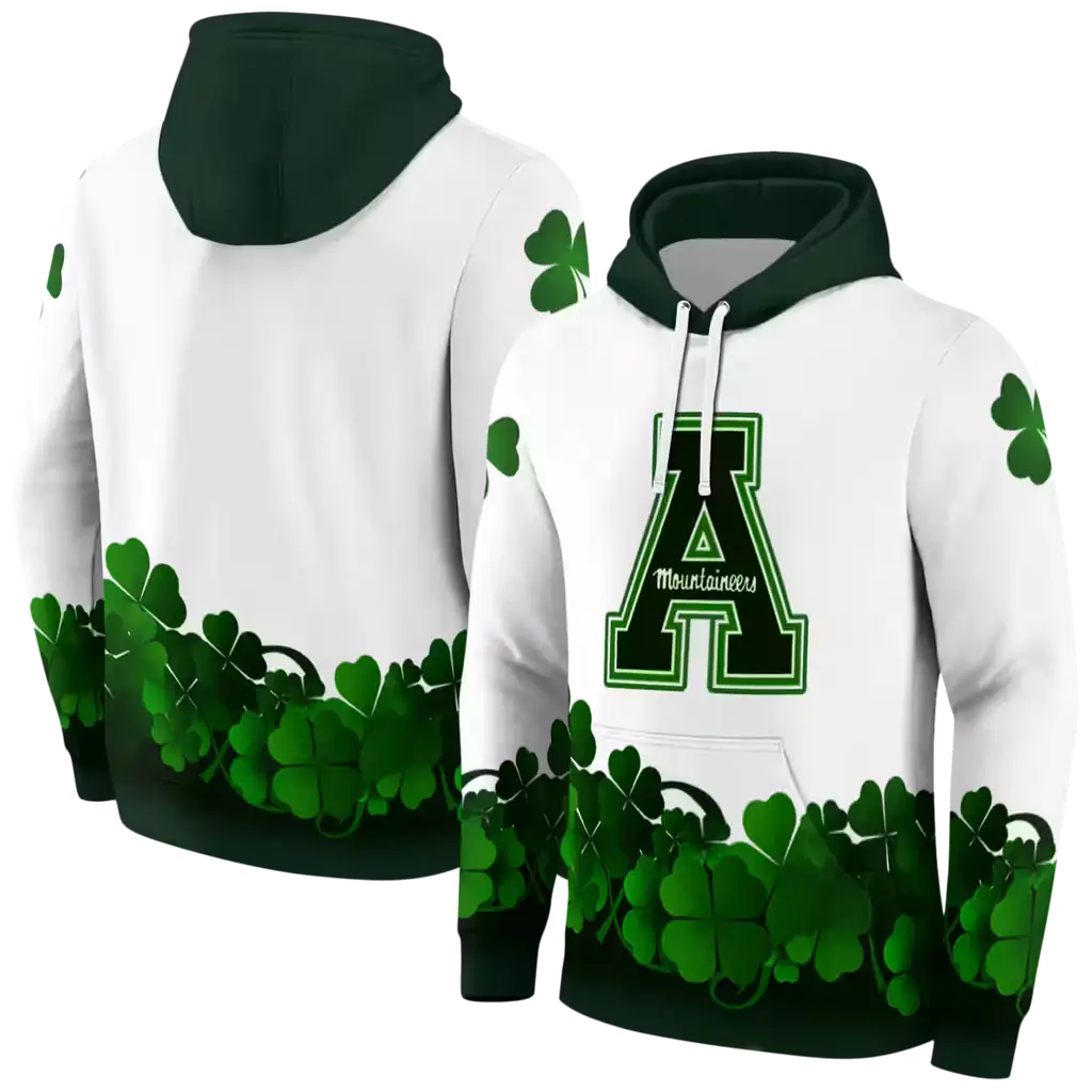 appalachian state mountaineers lucky motif white green hoodie fashion forward appalachian state mountaineers lucky motif white green hoodie fashion forward