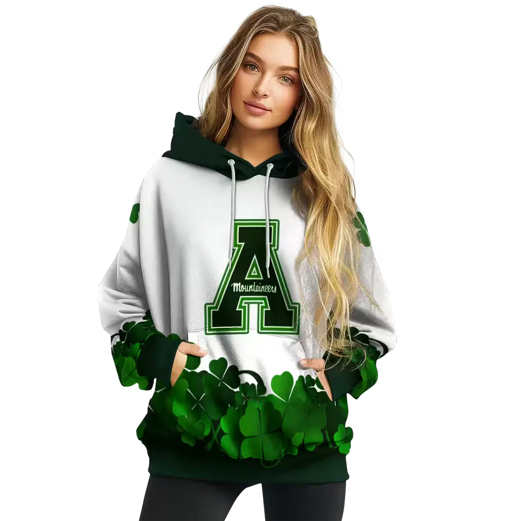 appalachian state mountaineers lucky motif white green hoodie high quality appalachian state mountaineers lucky motif white green hoodie high quality