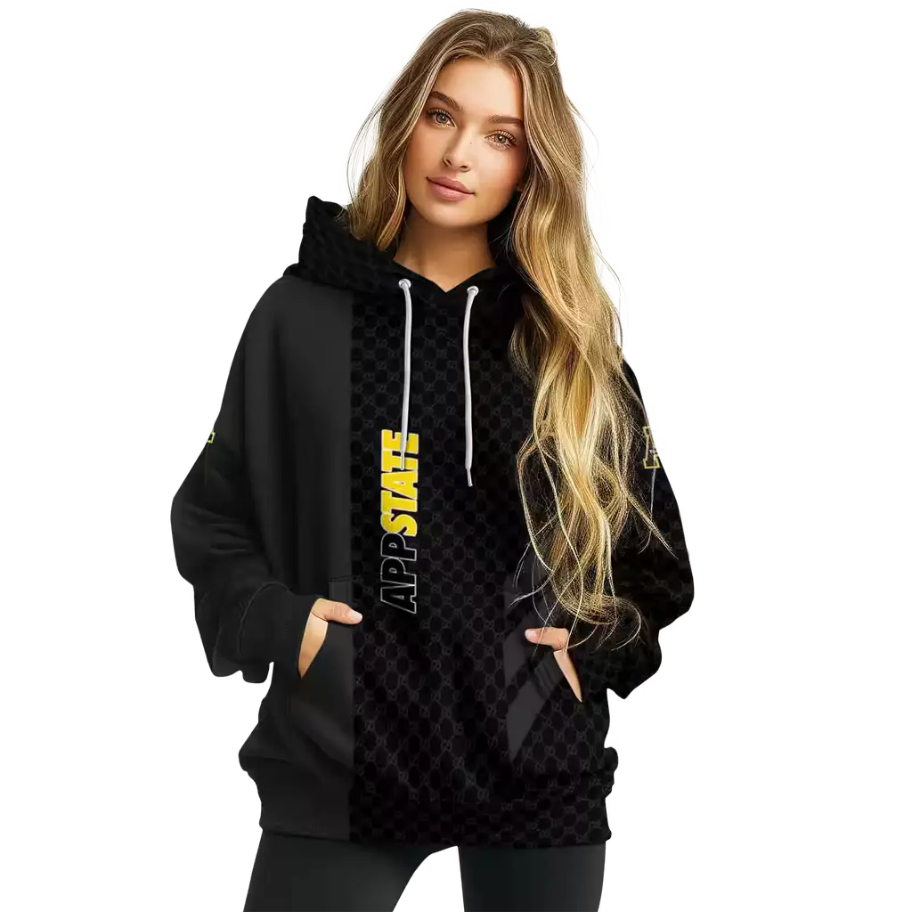 appalachian state mountaineers monogram pattern black hoodie high quality appalachian state mountaineers monogram pattern black hoodie high quality
