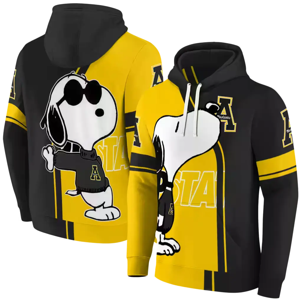 appalachian state mountaineers playful snoopy black hoodie fashion forward appalachian state mountaineers playful snoopy black hoodie fashion forward