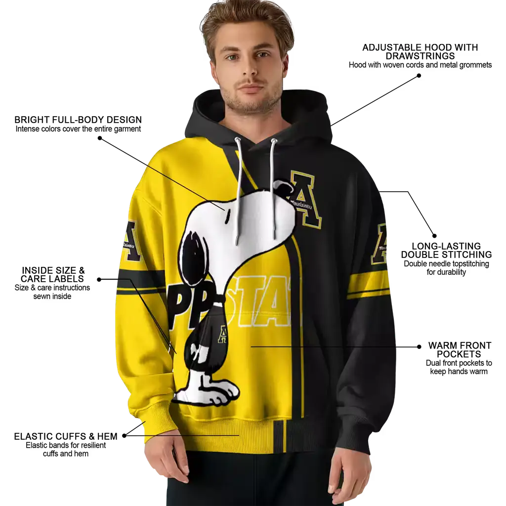 appalachian state mountaineers playful snoopy black hoodie latest model appalachian state mountaineers playful snoopy black hoodie latest model