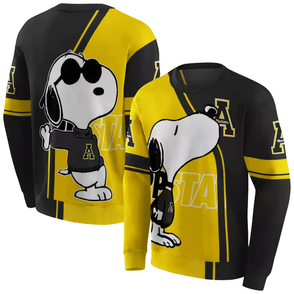 appalachian state mountaineers playful snoopy black hoodie premium grade appalachian state mountaineers playful snoopy black hoodie premium grade