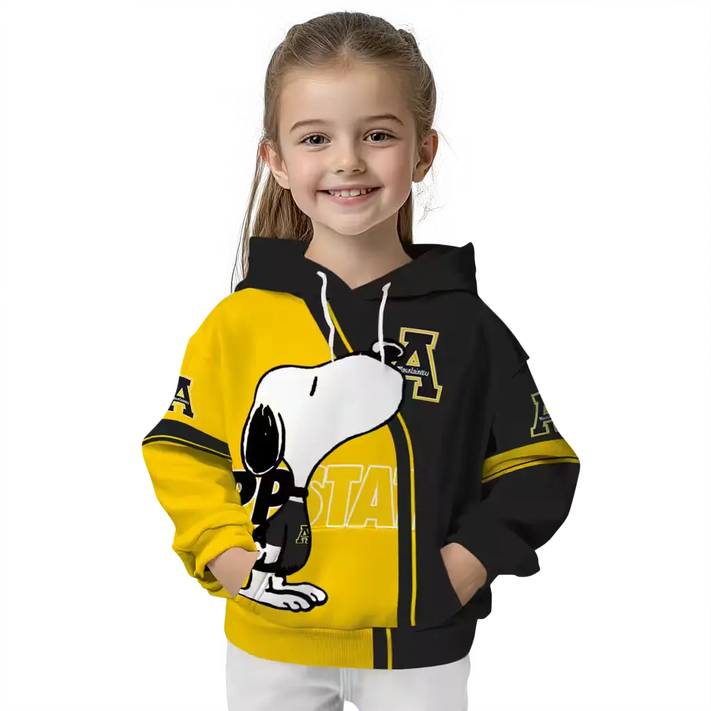 appalachian state mountaineers playful snoopy black hoodie top rated appalachian state mountaineers playful snoopy black hoodie top rated