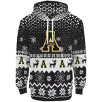 appalachian state mountaineers reindeer motif black hoodie best selling