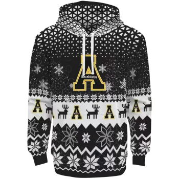 appalachian state mountaineers reindeer motif black hoodie best selling