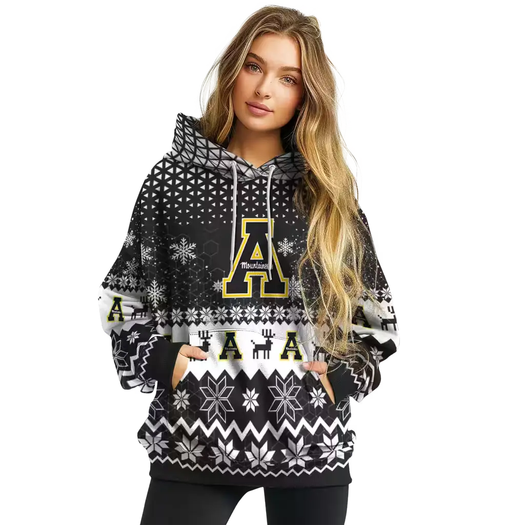 appalachian state mountaineers reindeer motif black hoodie high quality appalachian state mountaineers reindeer motif black hoodie high quality