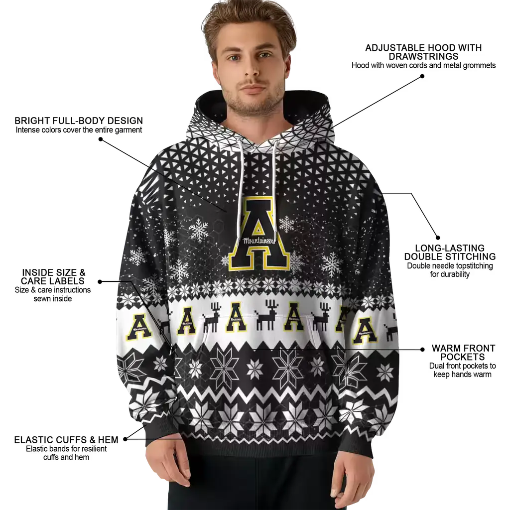 appalachian state mountaineers reindeer motif black hoodie latest model appalachian state mountaineers reindeer motif black hoodie latest model