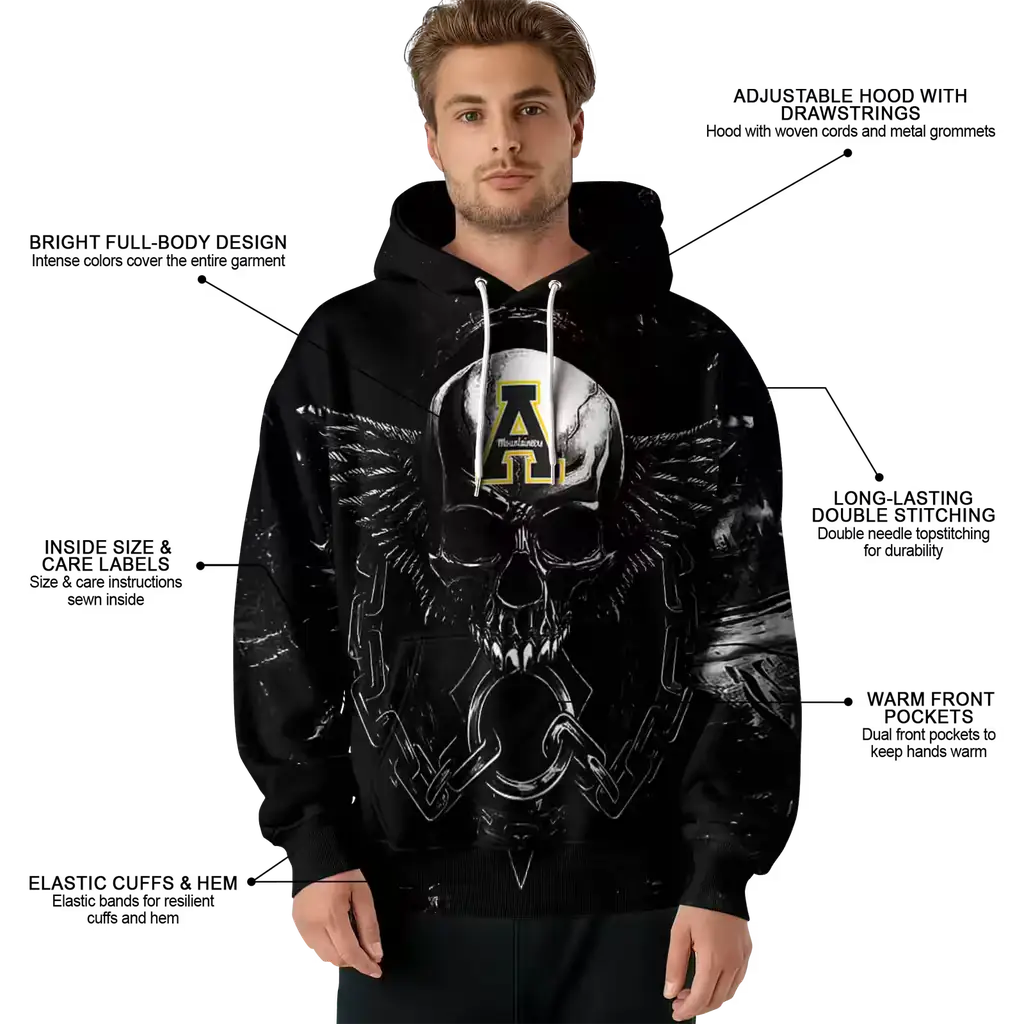 appalachian state mountaineers skull artwork black hoodie latest model appalachian state mountaineers skull artwork black hoodie latest model