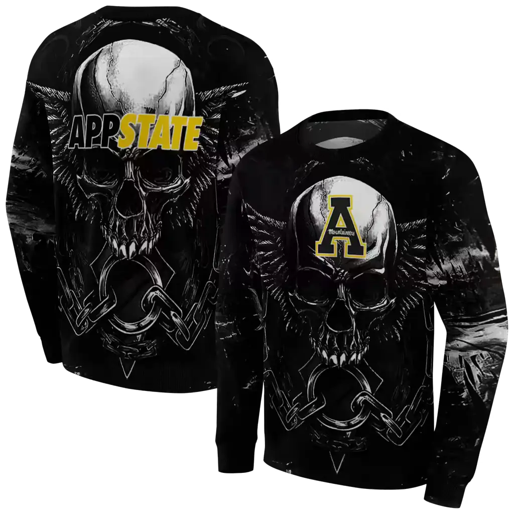 appalachian state mountaineers skull artwork black hoodie premium grade appalachian state mountaineers skull artwork black hoodie premium grade