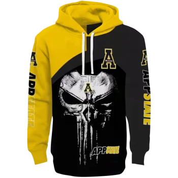 appalachian state mountaineers skull punisher gold black hoodie best selling
