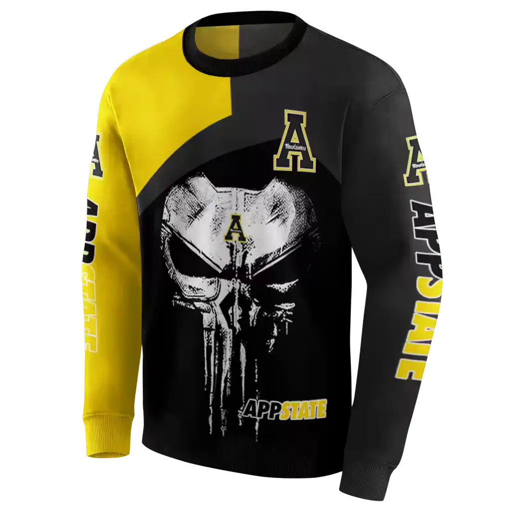 appalachian state mountaineers skull punisher gold black hoodie new arrival appalachian state mountaineers skull punisher gold black hoodie new arrival