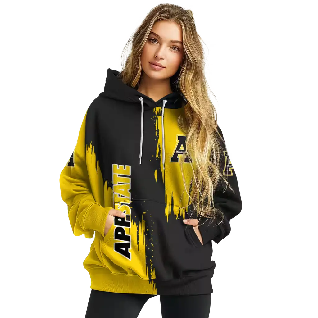 appalachian state mountaineers splatter effect black hoodie high quality appalachian state mountaineers splatter effect black hoodie high quality
