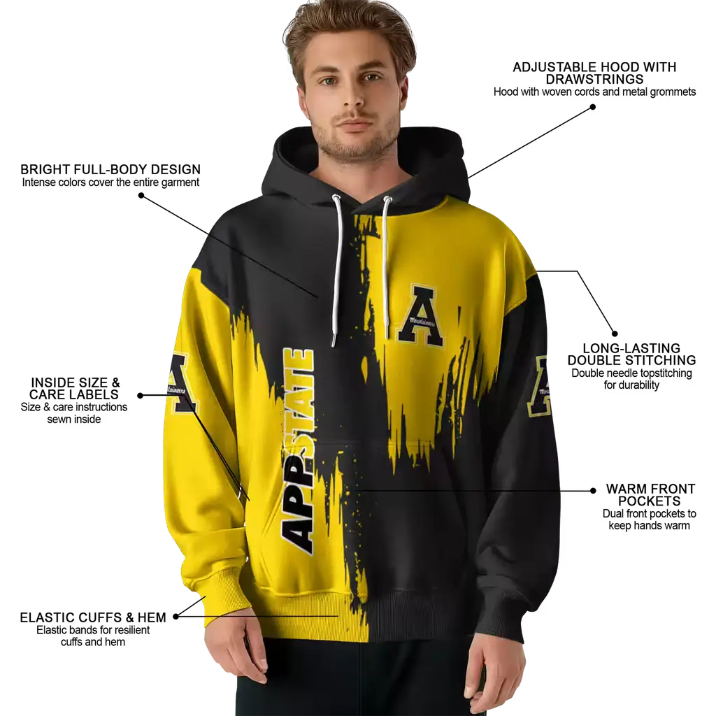 appalachian state mountaineers splatter effect black hoodie latest model appalachian state mountaineers splatter effect black hoodie latest model