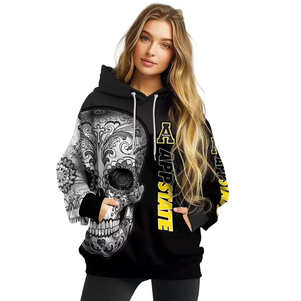 appalachian state mountaineers sugar skull black hoodie high quality appalachian state mountaineers sugar skull black hoodie high quality