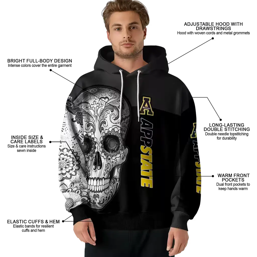 appalachian state mountaineers sugar skull black hoodie latest model appalachian state mountaineers sugar skull black hoodie latest model
