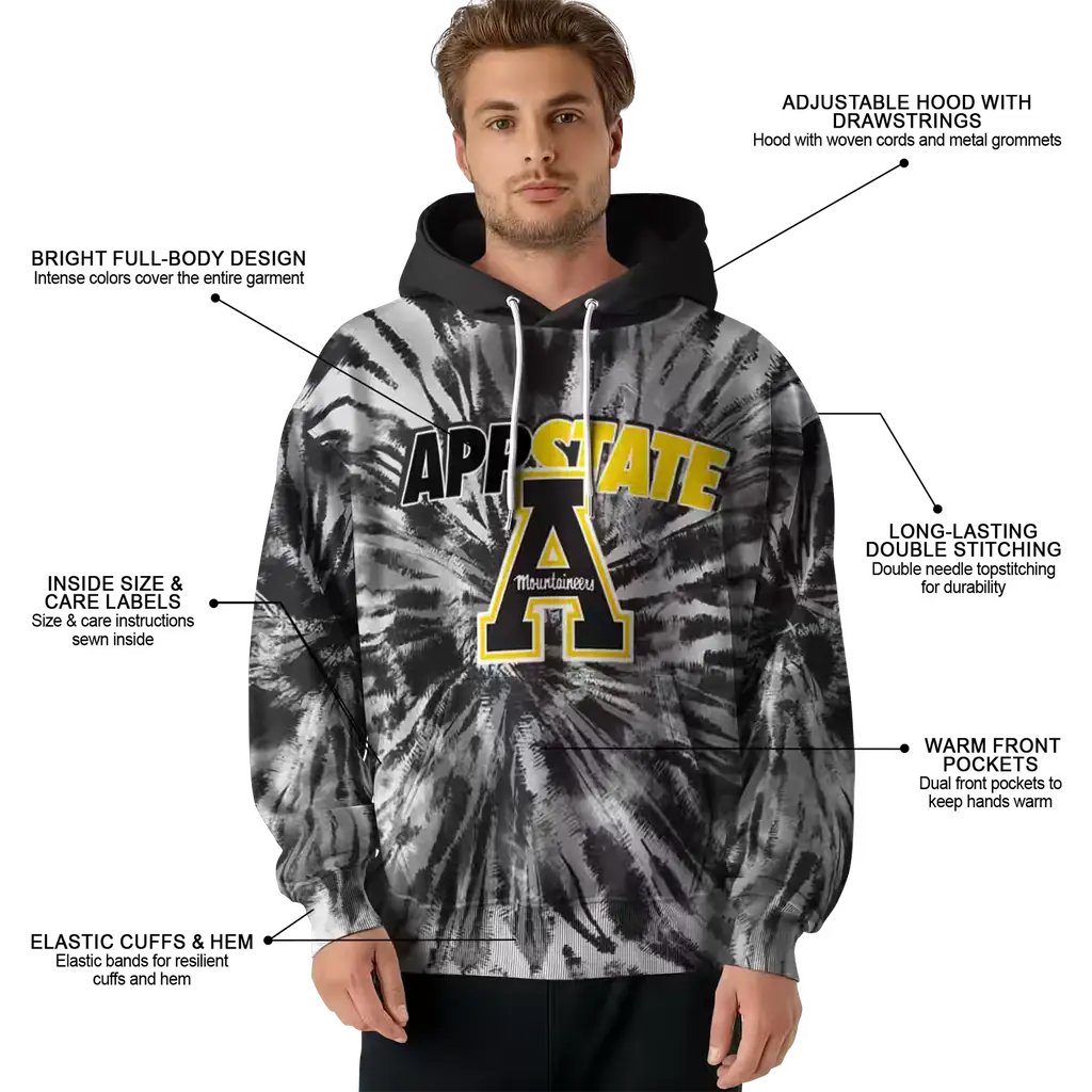 appalachian state mountaineers tie dye pattern black hoodie latest model appalachian state mountaineers tie dye pattern black hoodie latest model