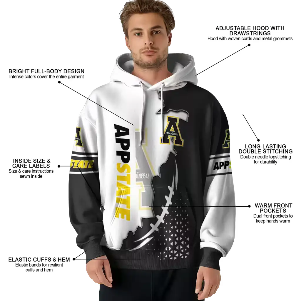 appalachian state mountaineers triangular pattern black white hoodie latest model appalachian state mountaineers triangular pattern black white hoodie latest model