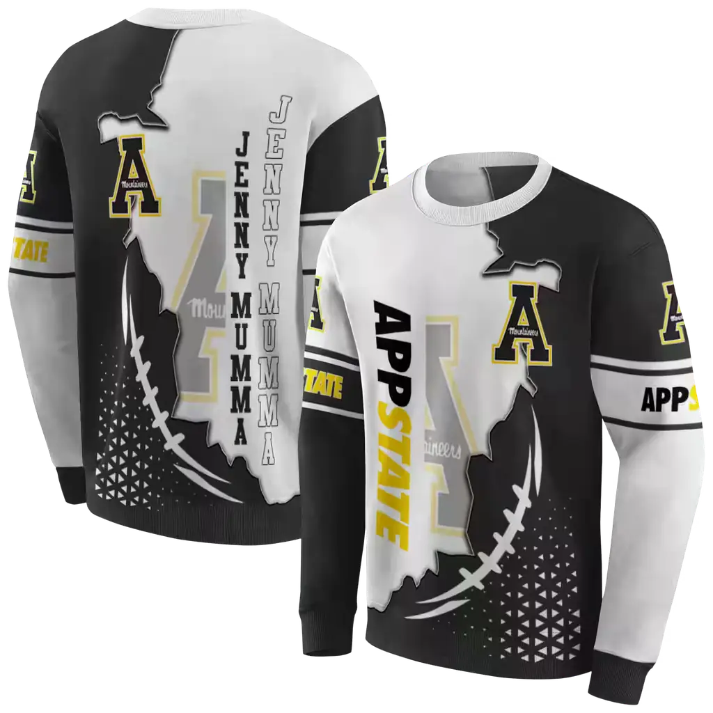 appalachian state mountaineers triangular pattern black white hoodie premium grade appalachian state mountaineers triangular pattern black white hoodie premium grade