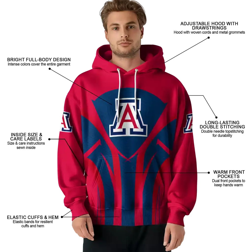 arizona wildcats concentric lines red black hoodie latest model arizona wildcats concentric lines red black hoodie latest model