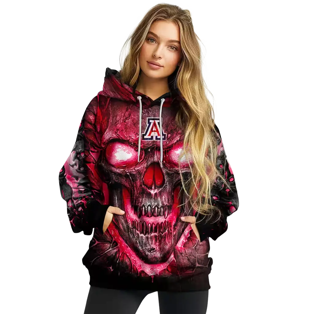 arizona wildcats demonic skull red black hoodie high quality arizona wildcats demonic skull red black hoodie high quality