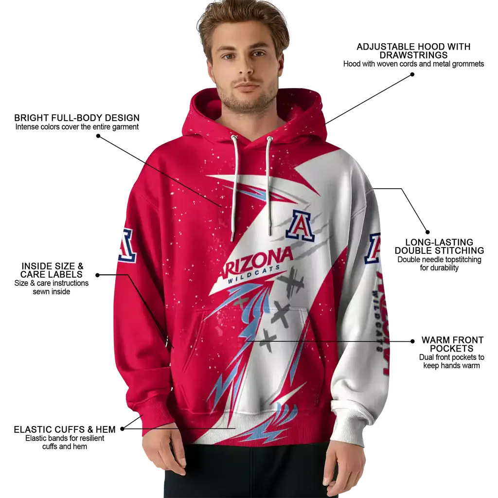 arizona wildcats dynamic slash red white hoodie latest model arizona wildcats dynamic slash red white hoodie latest model