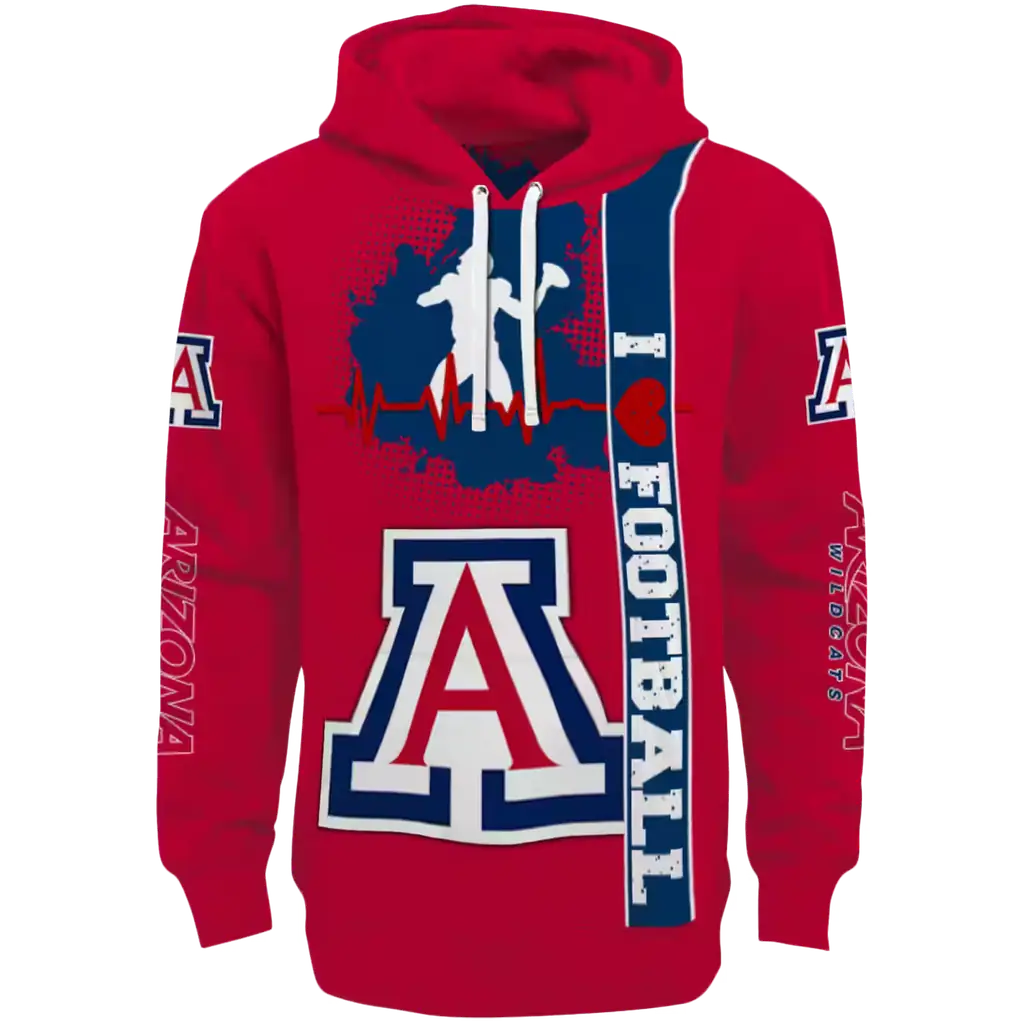 arizona wildcats football heartbeat red hoodie best selling arizona wildcats football heartbeat red hoodie best selling