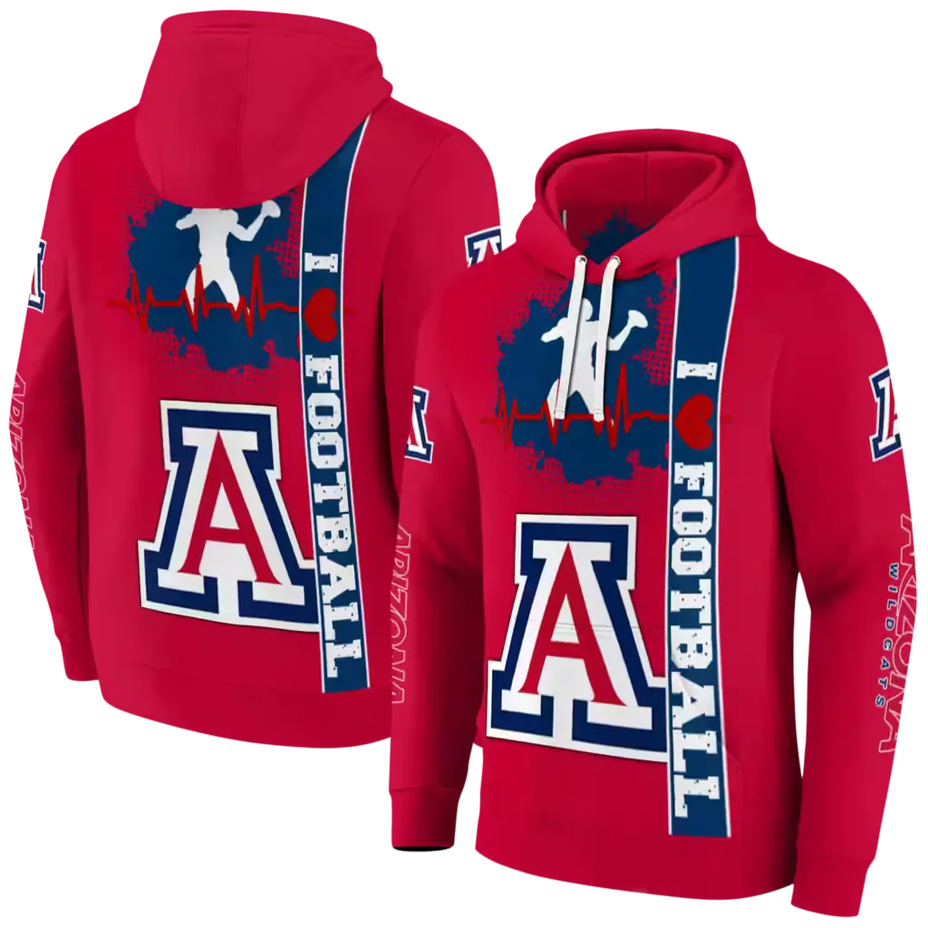arizona wildcats football heartbeat red hoodie fashion forward arizona wildcats football heartbeat red hoodie fashion forward