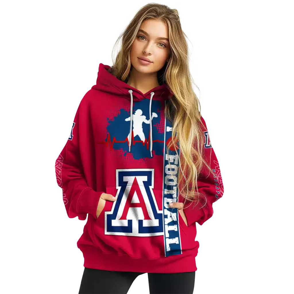 arizona wildcats football heartbeat red hoodie high quality arizona wildcats football heartbeat red hoodie high quality