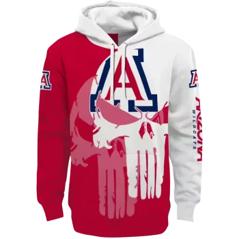 arizona wildcats graphic punisher red white hoodie best selling