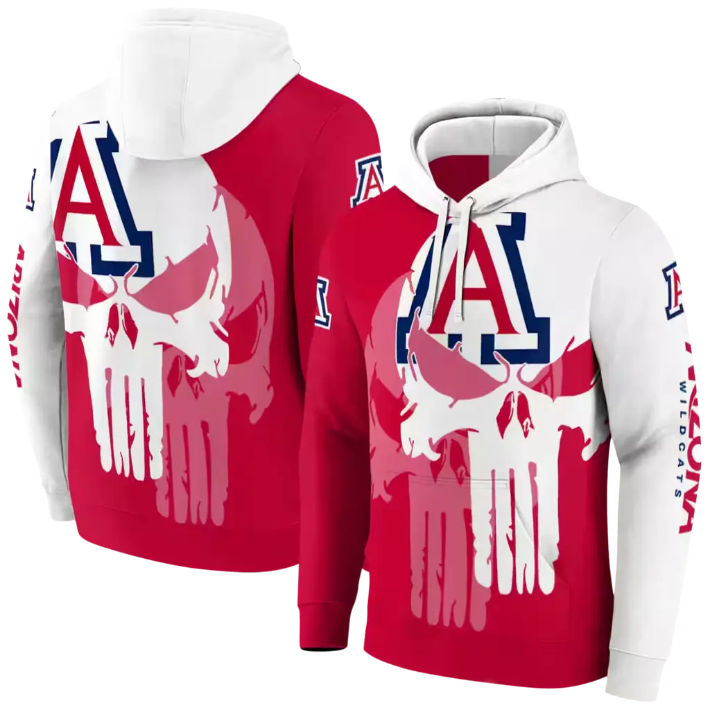 arizona wildcats graphic punisher red white hoodie fashion forward arizona wildcats graphic punisher red white hoodie fashion forward