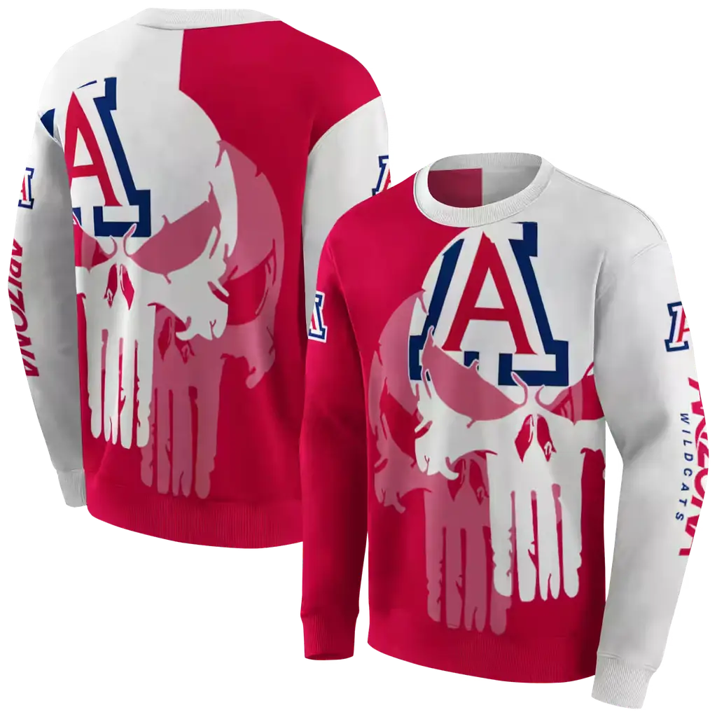 arizona wildcats graphic punisher red white hoodie premium grade arizona wildcats graphic punisher red white hoodie premium grade