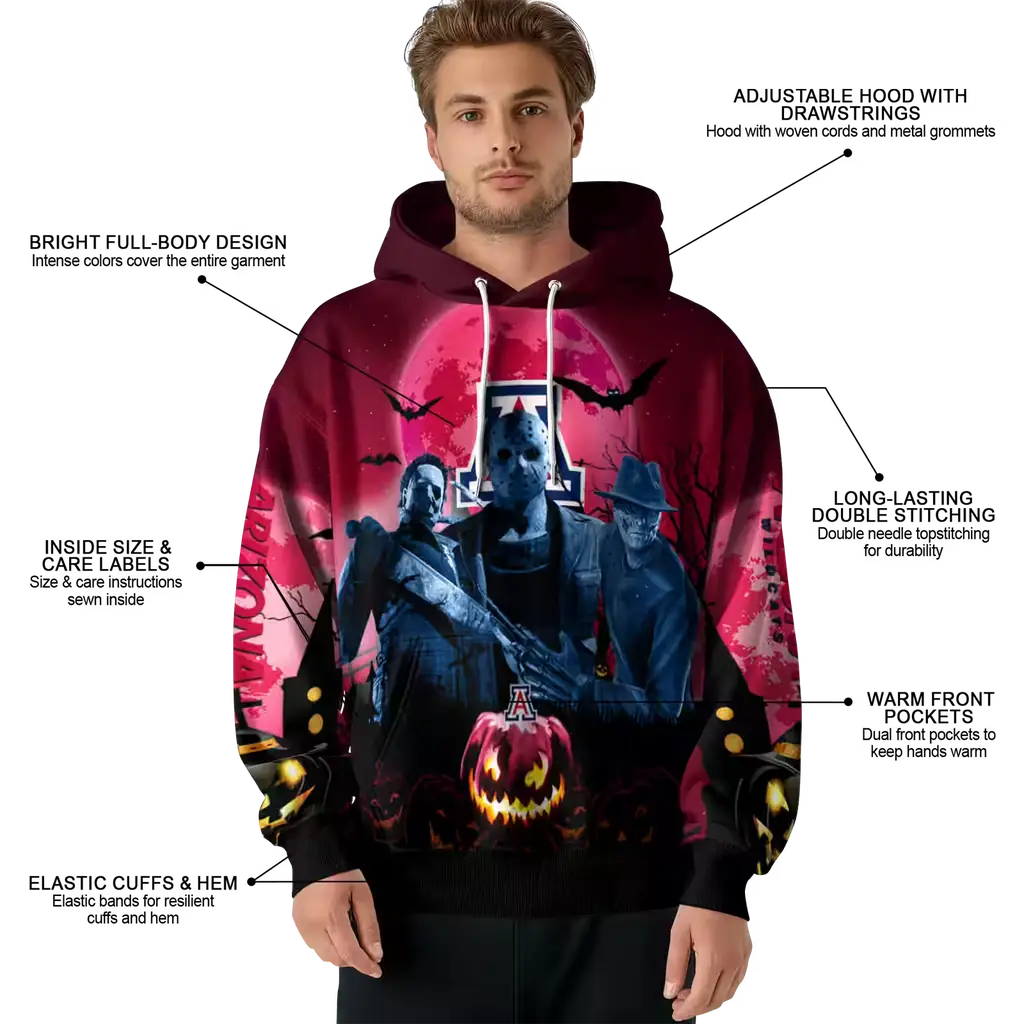 arizona wildcats halloween vibes red black hoodie latest model arizona wildcats halloween vibes red black hoodie latest model