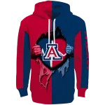 arizona wildcats heartbeat graphic red hoodie best selling