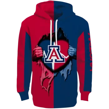 arizona wildcats heartbeat graphic red hoodie best selling
