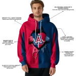 arizona wildcats heartbeat graphic red hoodie best selling
