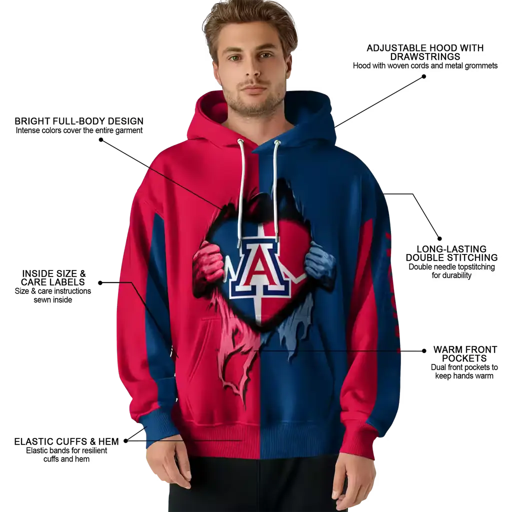 arizona wildcats heartbeat graphic red hoodie latest model arizona wildcats heartbeat graphic red hoodie latest model