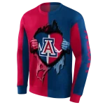 arizona wildcats heartbeat graphic red hoodie best selling