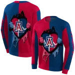 arizona wildcats heartbeat graphic red hoodie best selling
