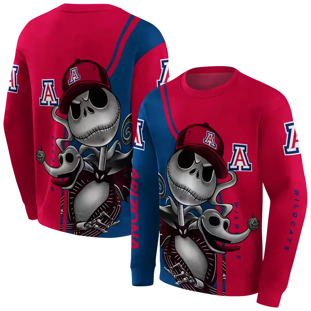 arizona wildcats jack skellington red hoodie premium grade arizona wildcats jack skellington red hoodie premium grade