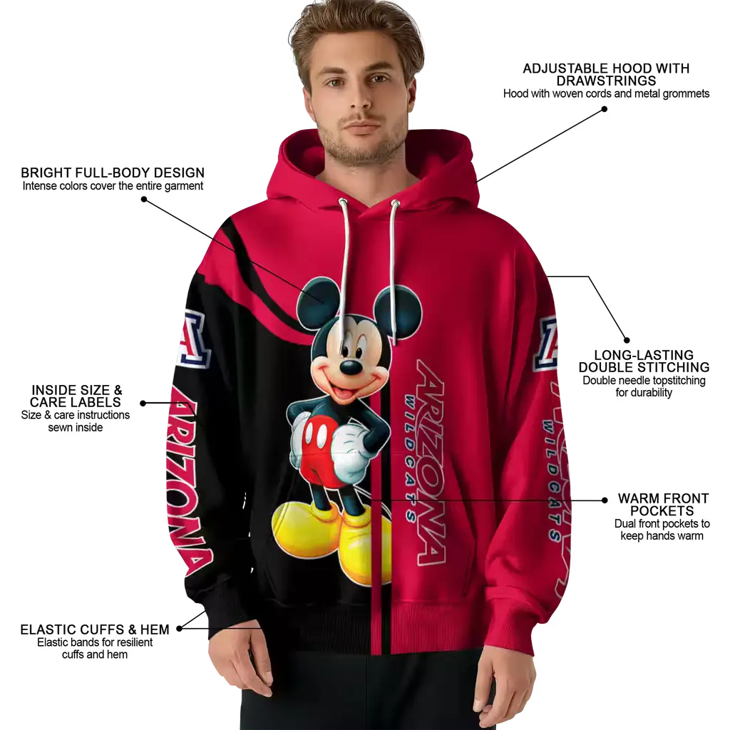 arizona wildcats mickey mouse red black hoodie latest model arizona wildcats mickey mouse red black hoodie latest model