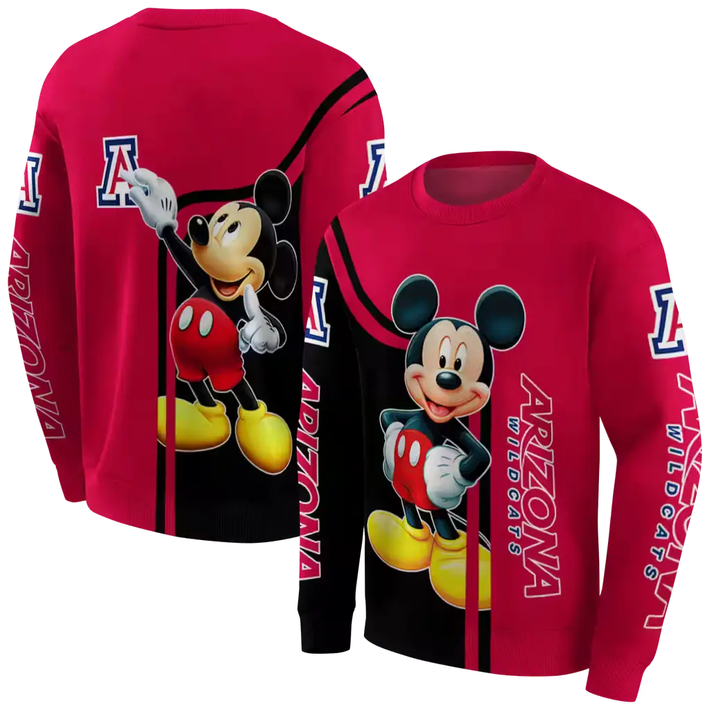 arizona wildcats mickey mouse red black hoodie premium grade arizona wildcats mickey mouse red black hoodie premium grade