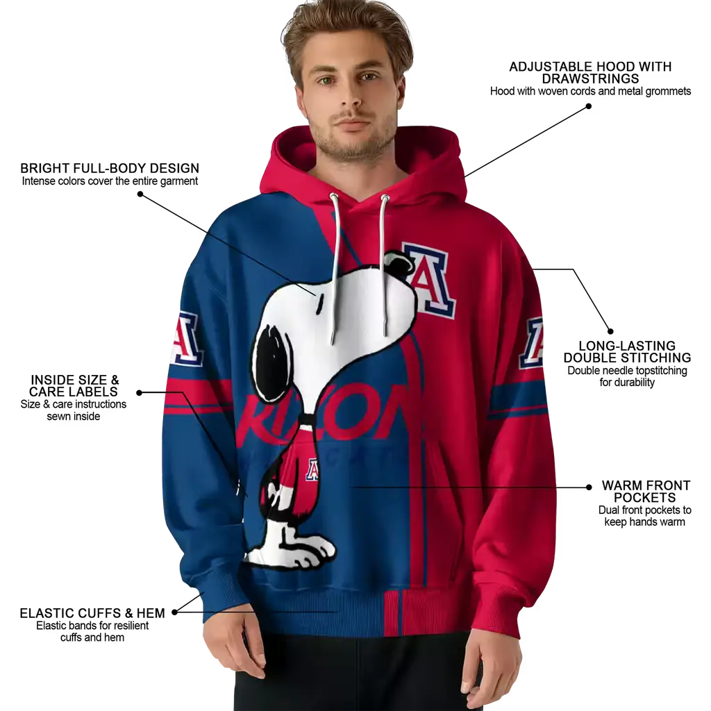 arizona wildcats playful snoopy red hoodie latest model arizona wildcats playful snoopy red hoodie latest model