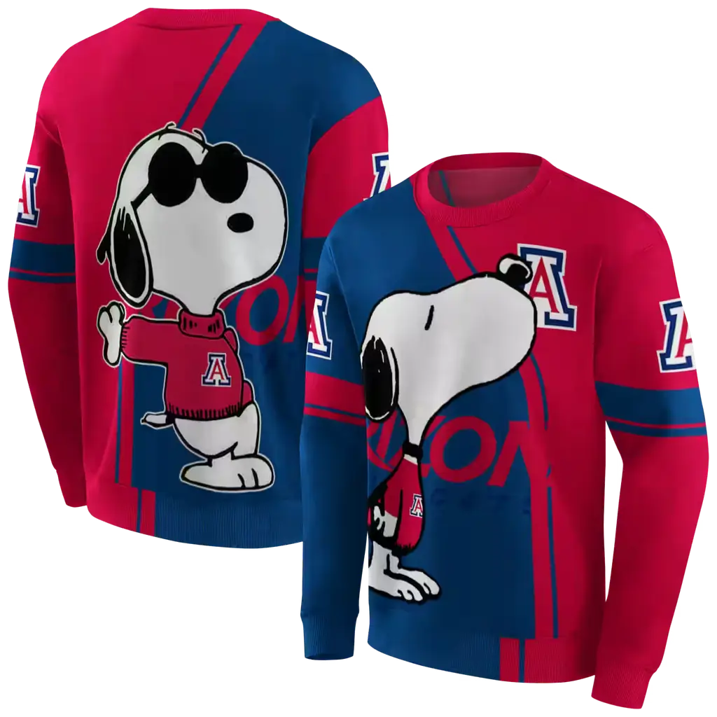 arizona wildcats playful snoopy red hoodie premium grade arizona wildcats playful snoopy red hoodie premium grade