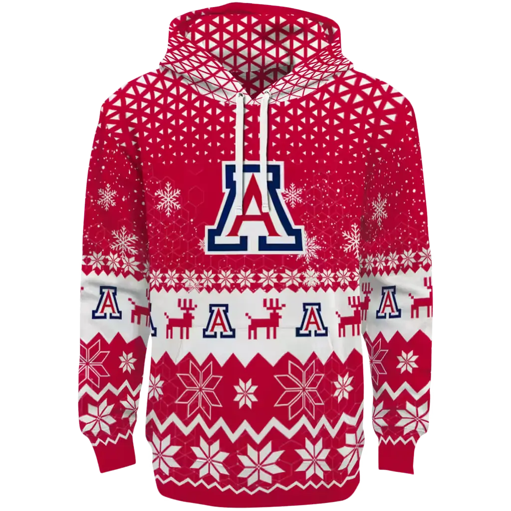 arizona wildcats reindeer motif red hoodie best selling arizona wildcats reindeer motif red hoodie best selling