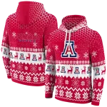 arizona wildcats reindeer motif red hoodie best selling