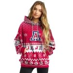 arizona wildcats reindeer motif red hoodie best selling