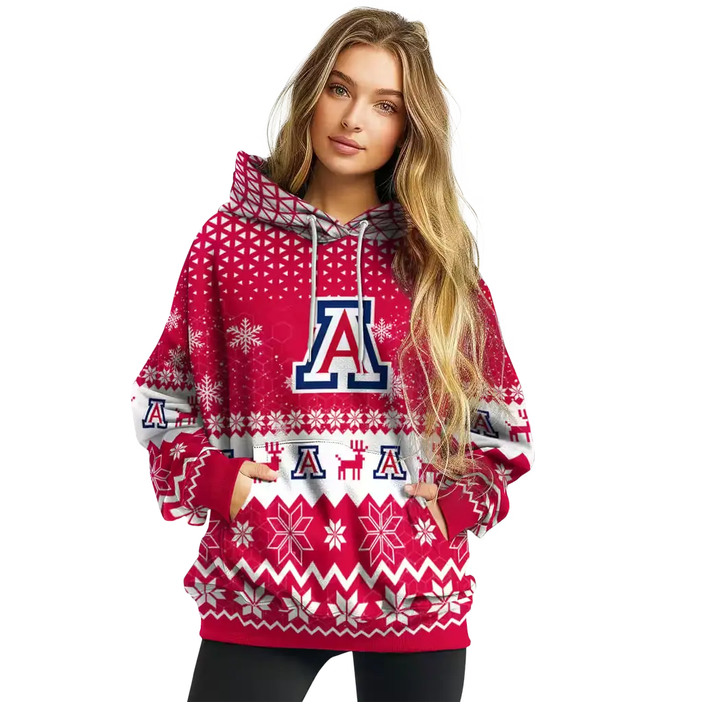 arizona wildcats reindeer motif red hoodie high quality arizona wildcats reindeer motif red hoodie high quality