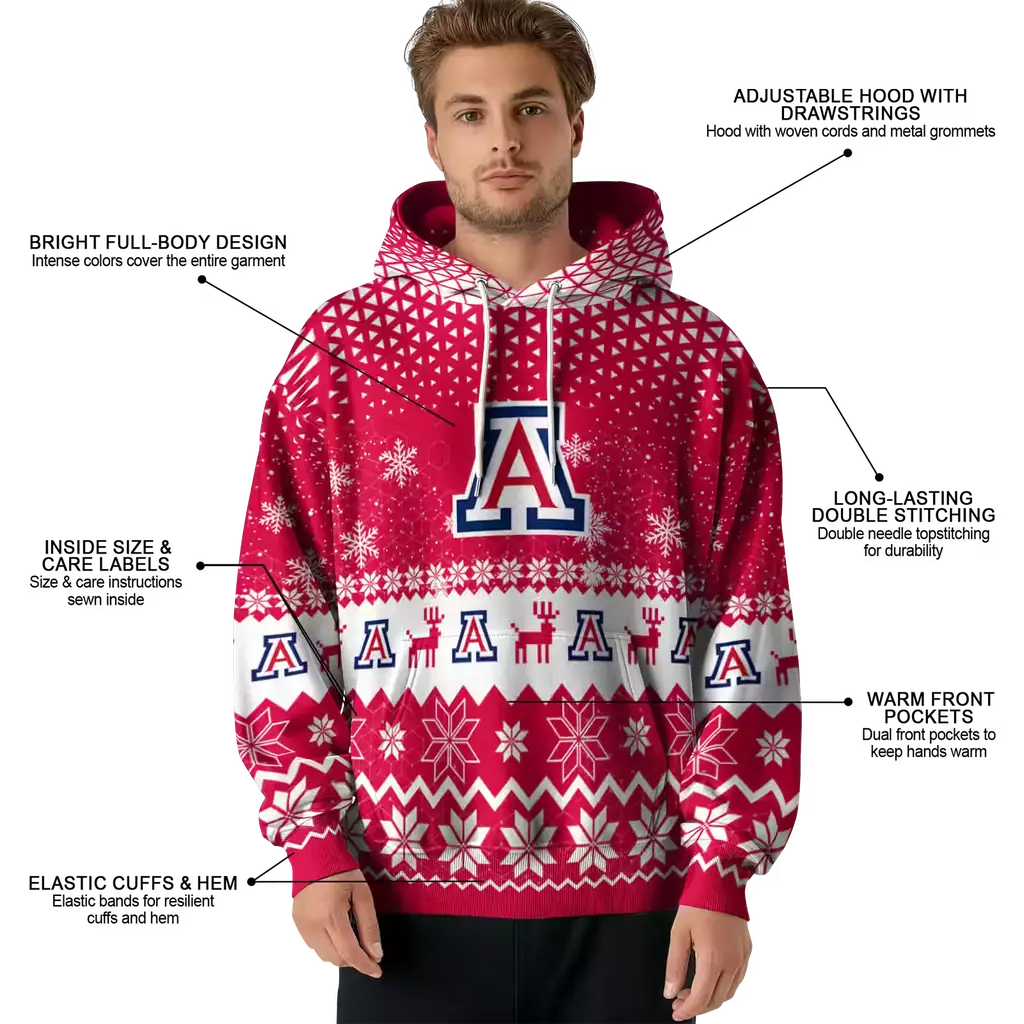 arizona wildcats reindeer motif red hoodie latest model arizona wildcats reindeer motif red hoodie latest model