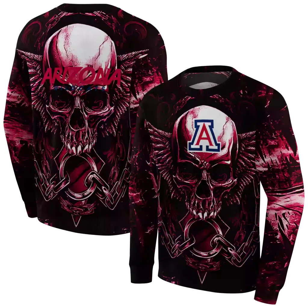 arizona wildcats skull artwork red black hoodie premium grade arizona wildcats skull artwork red black hoodie premium grade