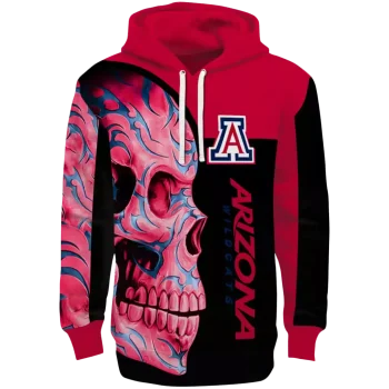 arizona wildcats skull motif red black hoodie best selling